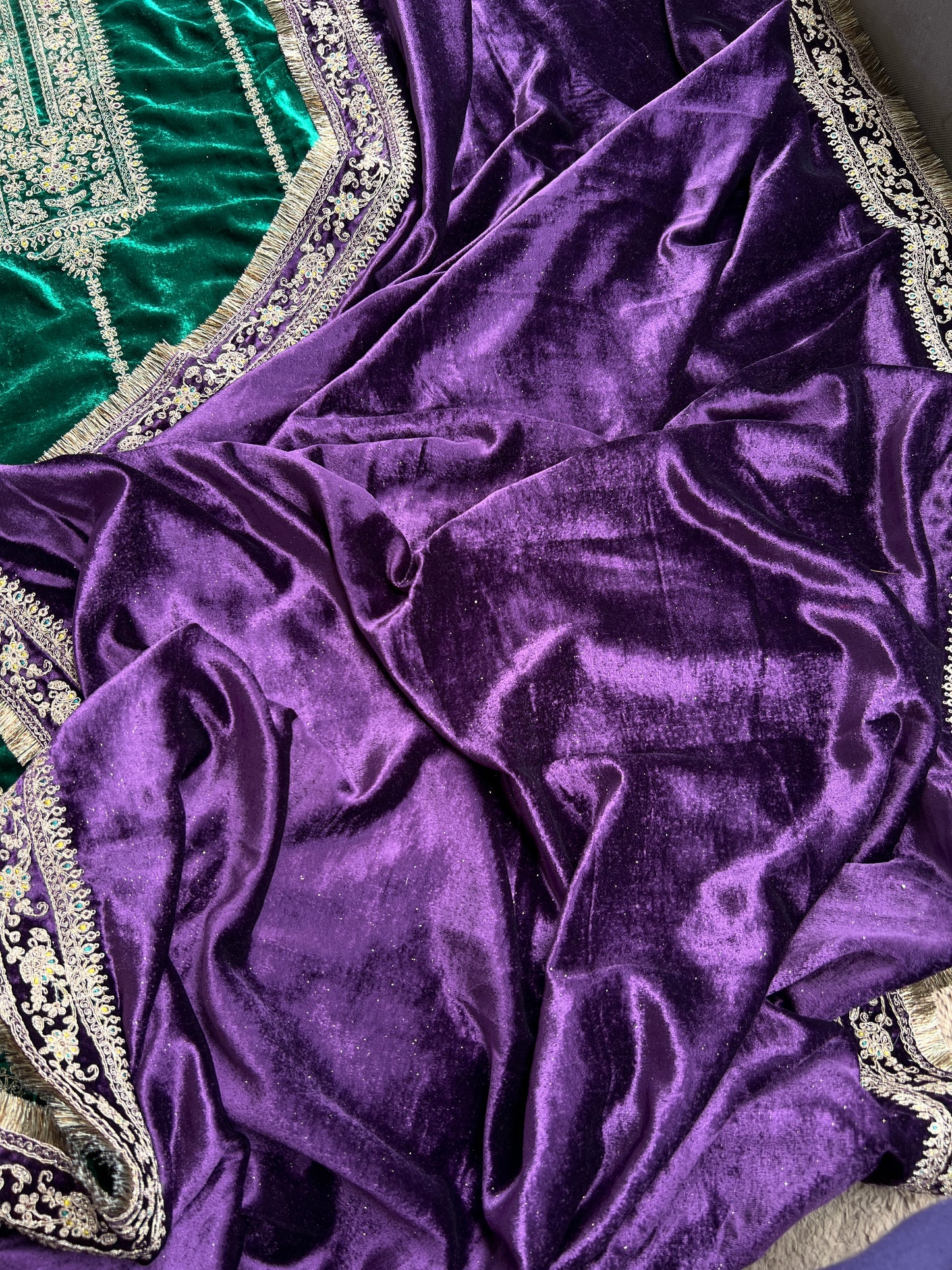 Timeless Winter Couture: Embroidered Velvet Ensemble