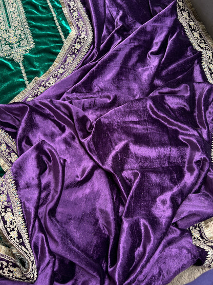 Timeless Winter Couture: Embroidered Velvet Ensemble