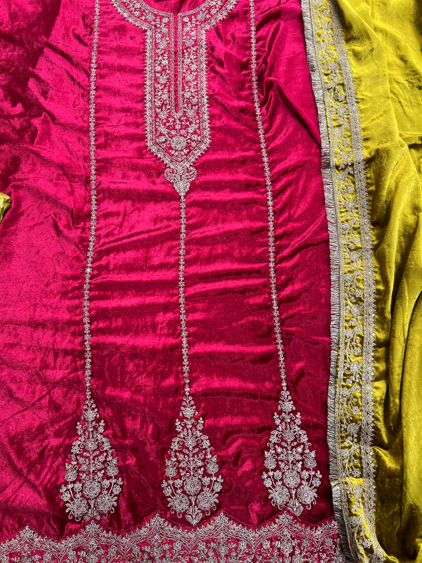 Timeless Winter Couture: Embroidered Velvet Ensemble