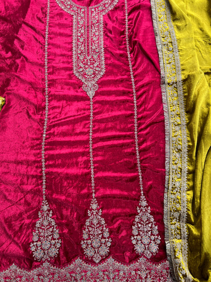 Timeless Winter Couture: Embroidered Velvet Ensemble