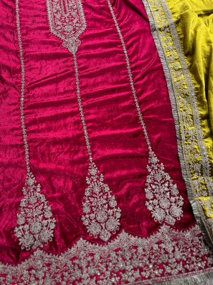Timeless Winter Couture: Embroidered Velvet Ensemble