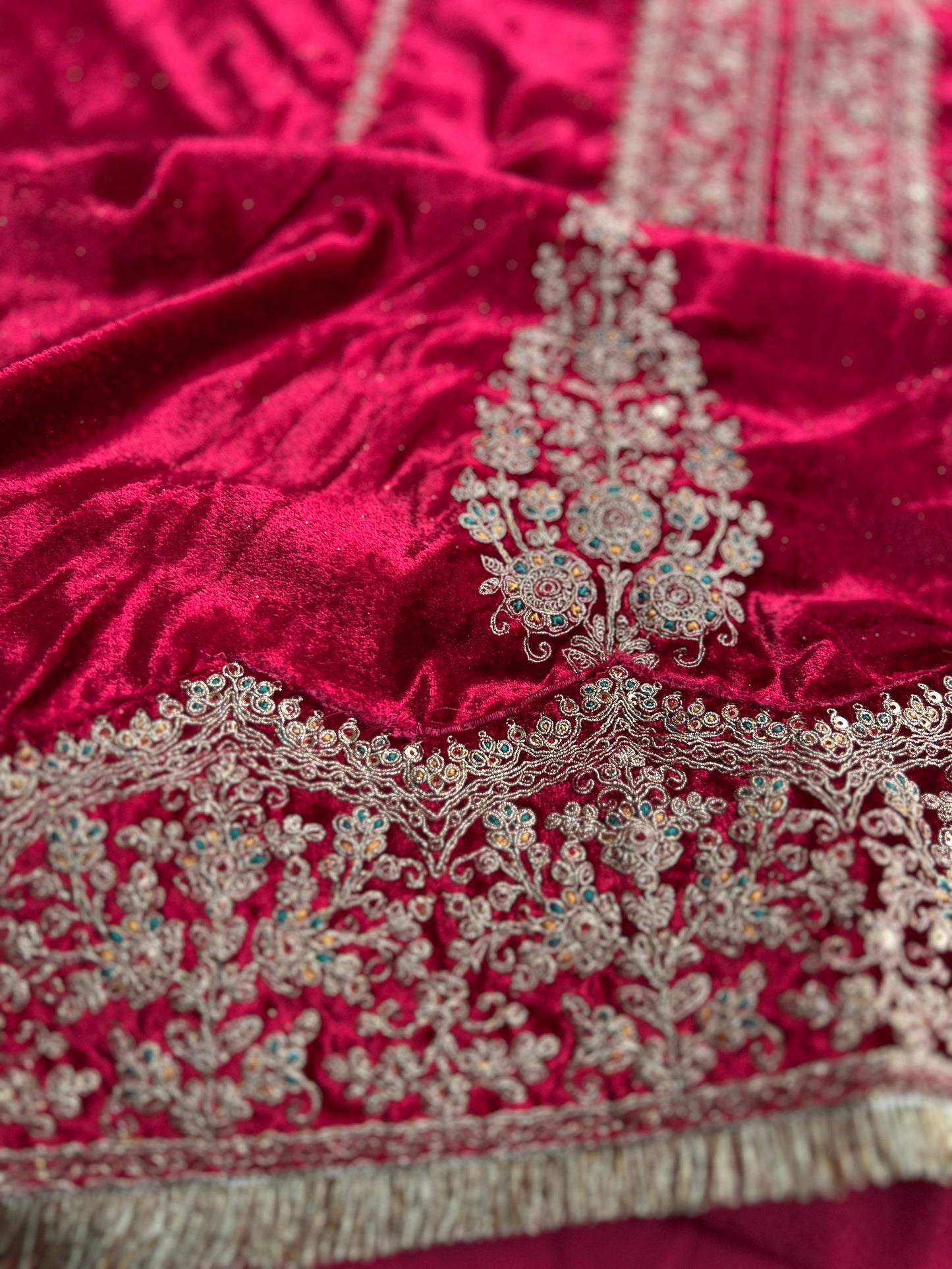Timeless Winter Couture: Embroidered Velvet Ensemble