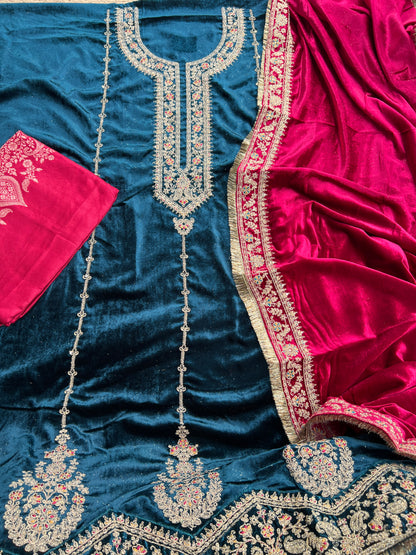 Timeless Winter Couture: Embroidered Velvet Ensemble
