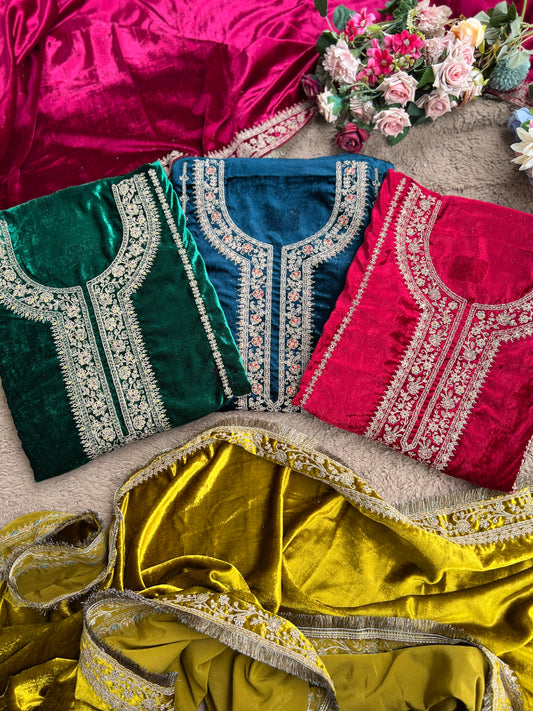 Timeless Winter Couture: Embroidered Velvet Ensemble
