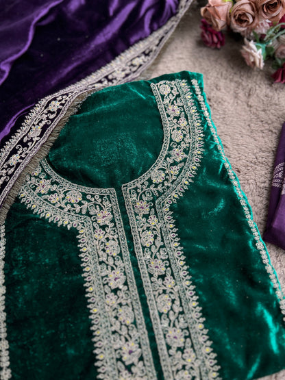 Timeless Winter Couture: Embroidered Velvet Ensemble