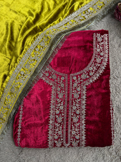 Timeless Winter Couture: Embroidered Velvet Ensemble