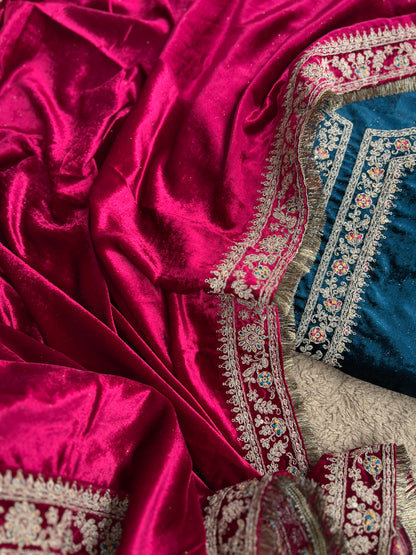 Timeless Winter Couture: Embroidered Velvet Ensemble