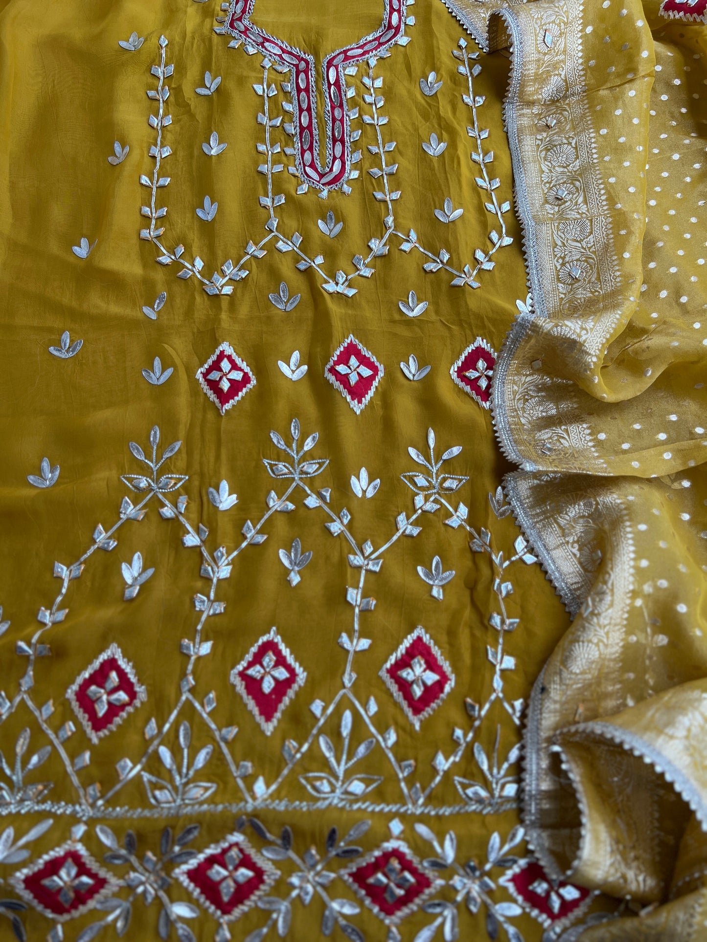 Full Gota Patti Embroidered Top with Tissue Gota Dupatta