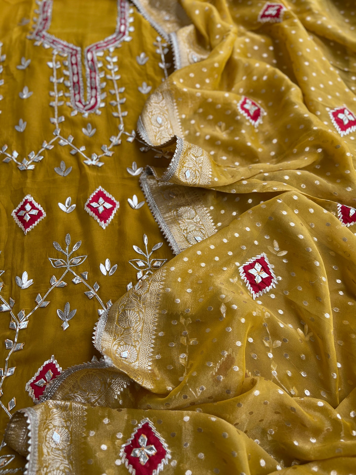 Full Gota Patti Embroidered Top with Tissue Gota Dupatta