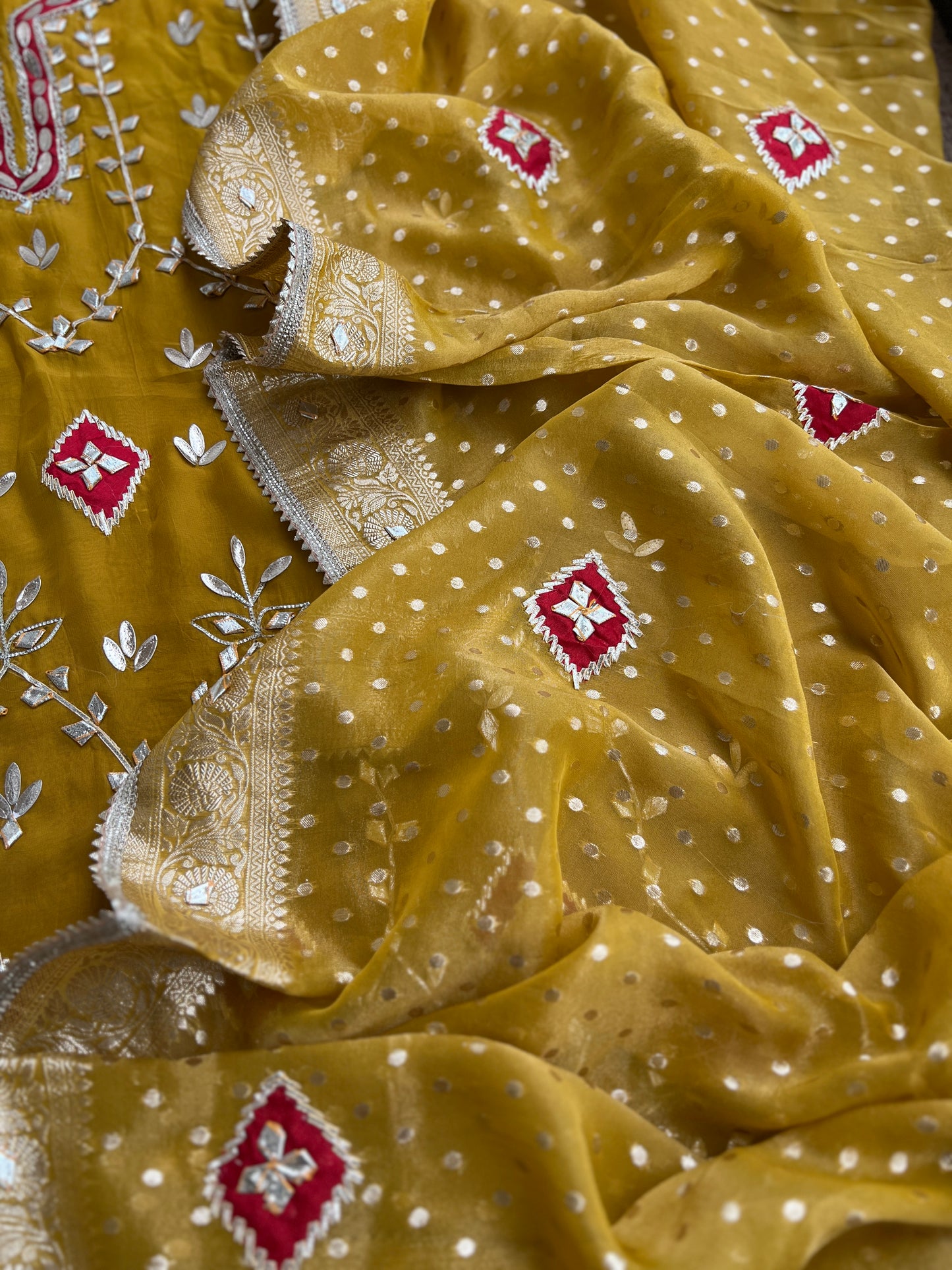 Full Gota Patti Embroidered Top with Tissue Gota Dupatta