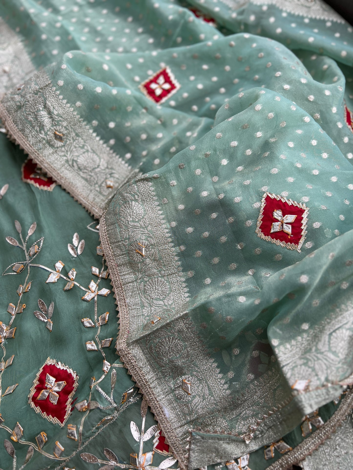 Full Gota Patti Embroidered Top with Tissue Gota Dupatta