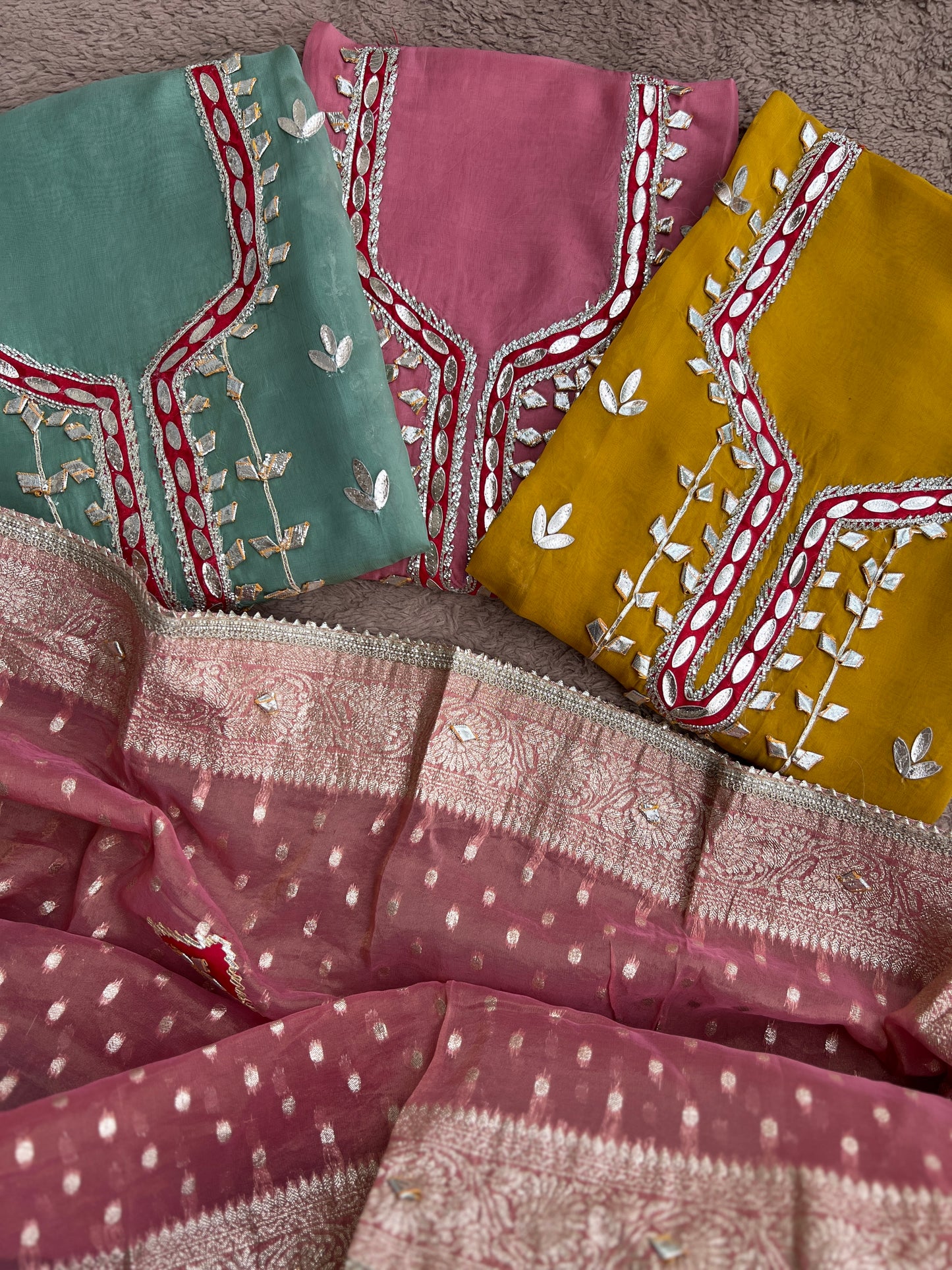 Full Gota Patti Embroidered Top with Tissue Gota Dupatta