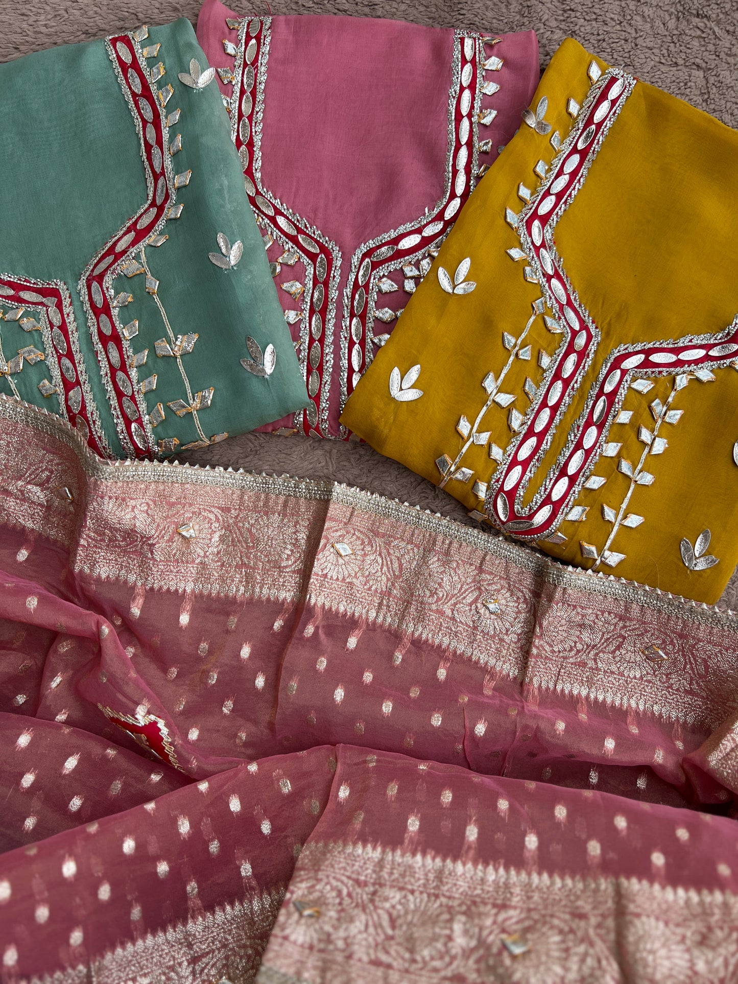 Full Gota Patti Embroidered Top with Tissue Gota Dupatta