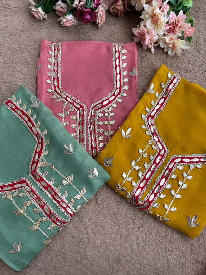 Full Gota Patti Embroidered Top with Tissue Gota Dupatta