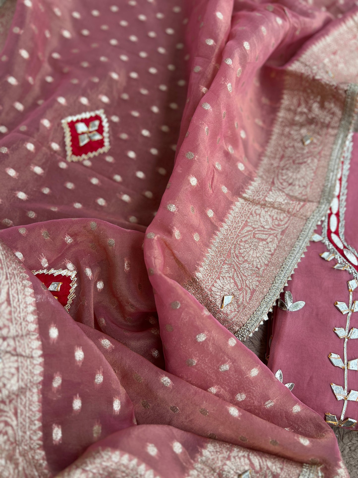 Full Gota Patti Embroidered Top with Tissue Gota Dupatta