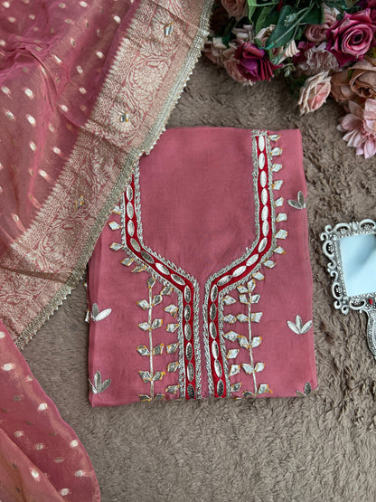 Full Gota Patti Embroidered Top with Tissue Gota Dupatta