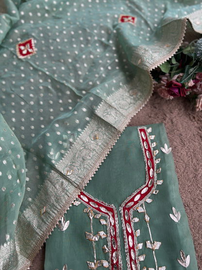 Full Gota Patti Embroidered Top with Tissue Gota Dupatta