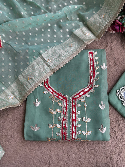 Full Gota Patti Embroidered Top with Tissue Gota Dupatta