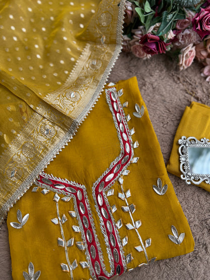 Full Gota Patti Embroidered Top with Tissue Gota Dupatta