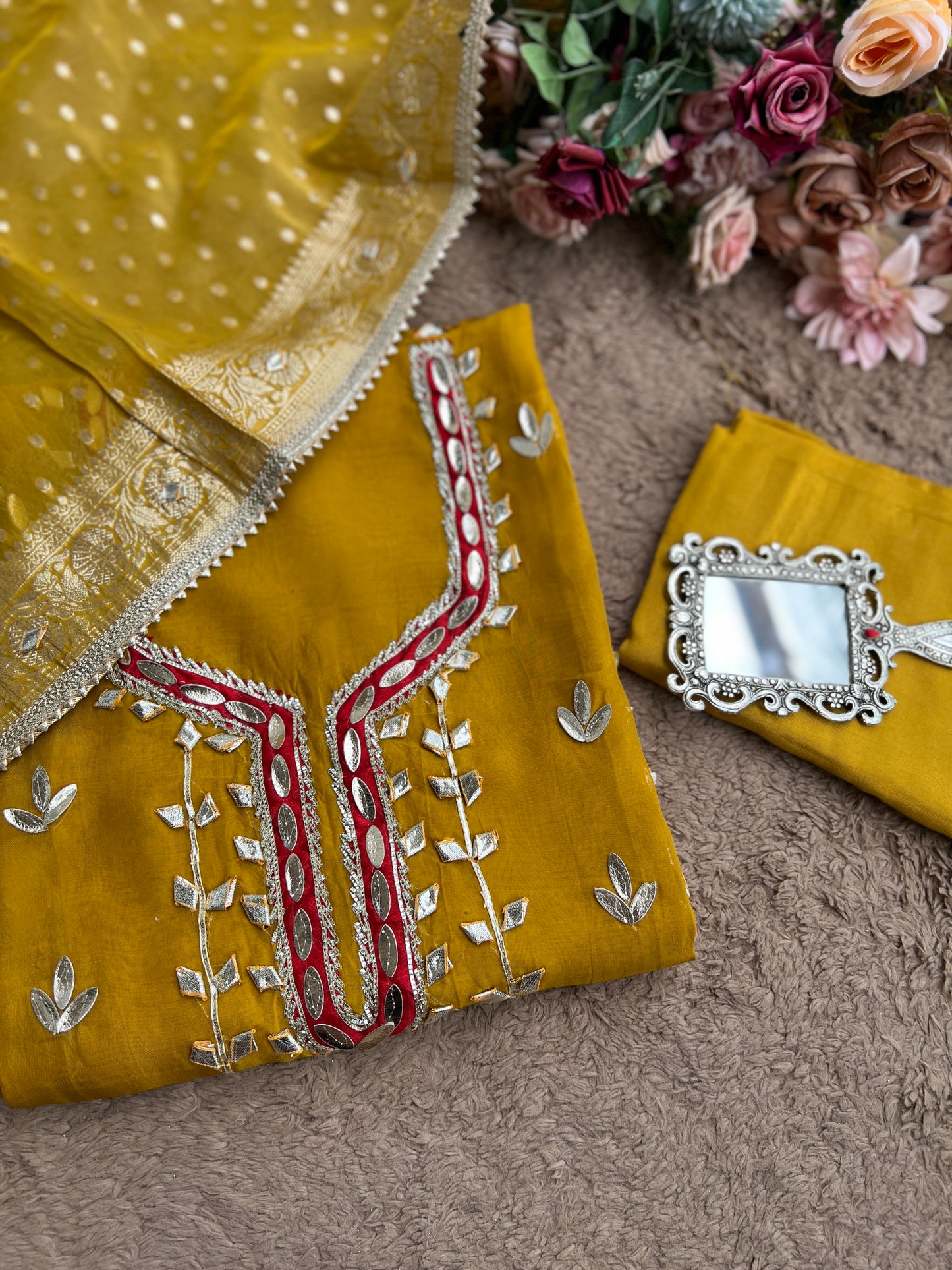 Full Gota Patti Embroidered Top with Tissue Gota Dupatta