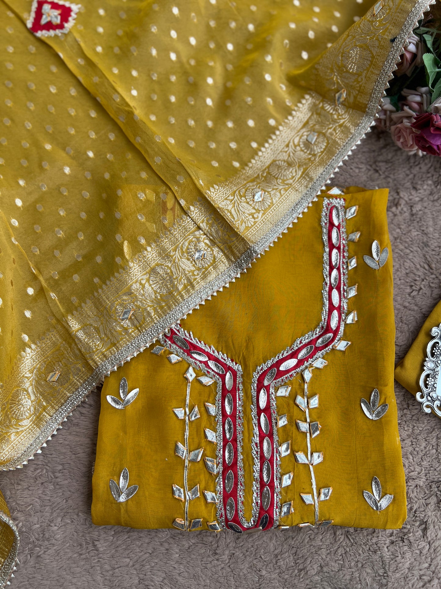 Full Gota Patti Embroidered Top with Tissue Gota Dupatta