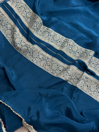 Banarasi woven Floral Silk Suit with Embroidered Detailing & Silk Dupatta