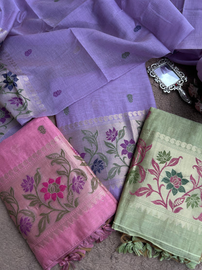 Heritage Jamdaani Weave Suit Set with Elegant Border Detailing