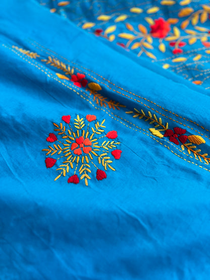 Azure Bloom Hand-Embroidered Unstitched Suit Set