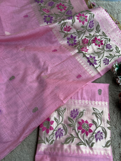 Heritage Jamdaani Weave Suit Set with Elegant Border Detailing