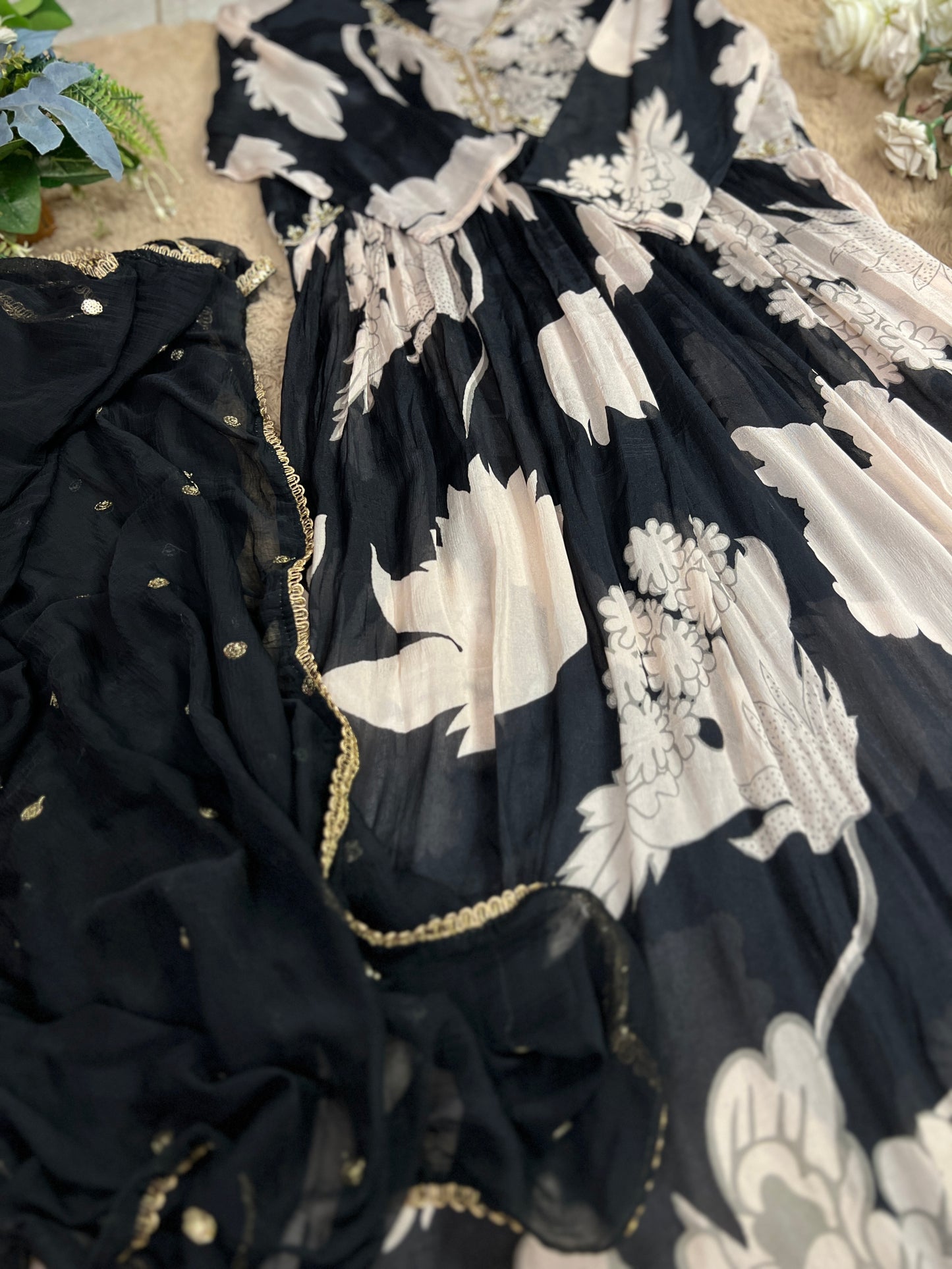 Black And White  Aaliya cut ready to wear
