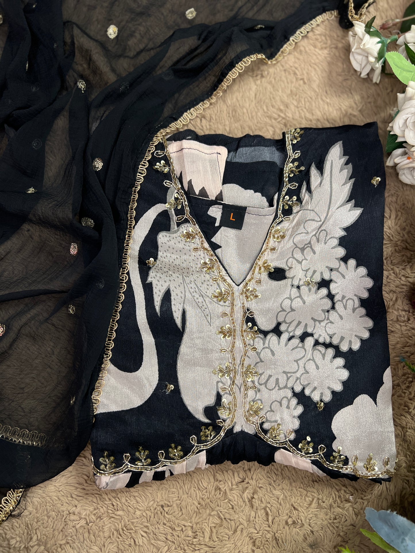 Black And White  Aaliya cut ready to wear