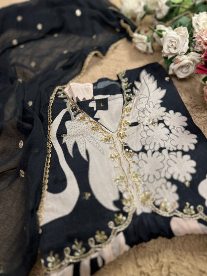 Black And White  Aaliya cut ready to wear