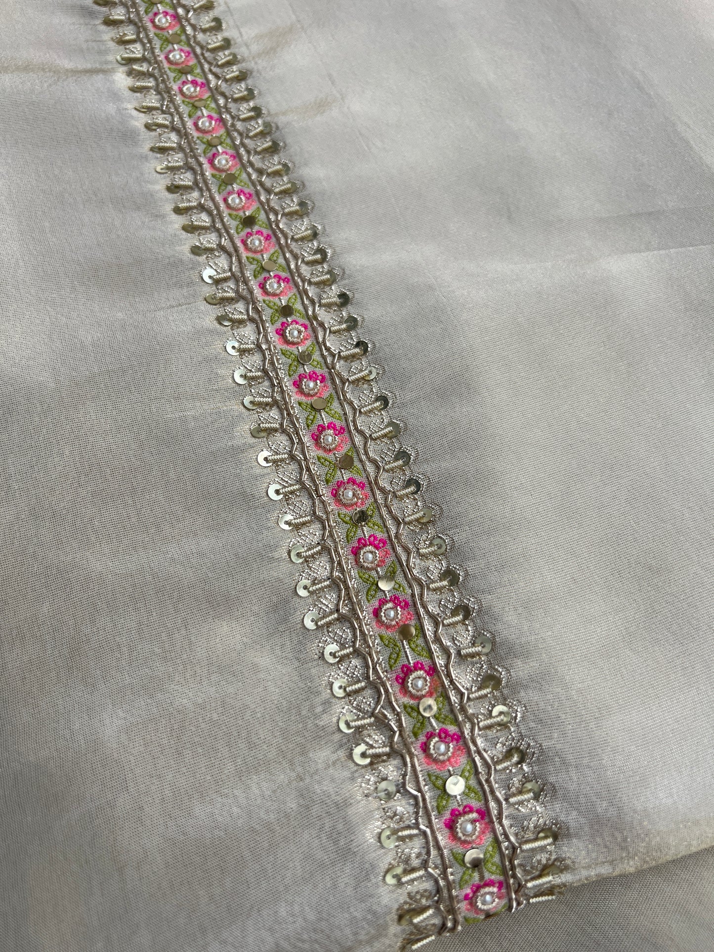 Elegant Kanjivaram Floral Weave Suit with Handworked Neckline & Banarasi Dupatta