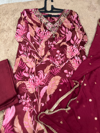 Chinnon Floral Magenta Ready to wear Salwar suit