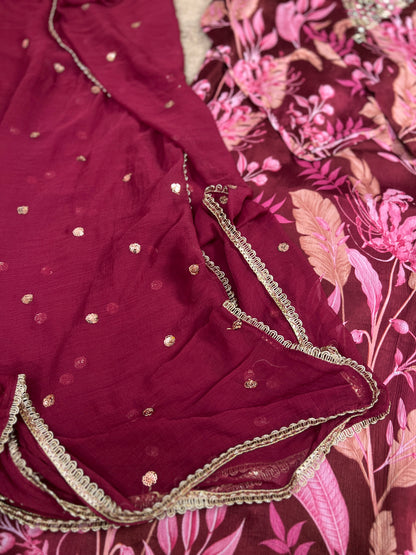 Chinnon Floral Magenta Ready to wear Salwar suit
