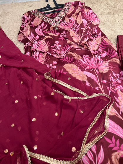 Chinnon Floral Magenta Ready to wear Salwar suit
