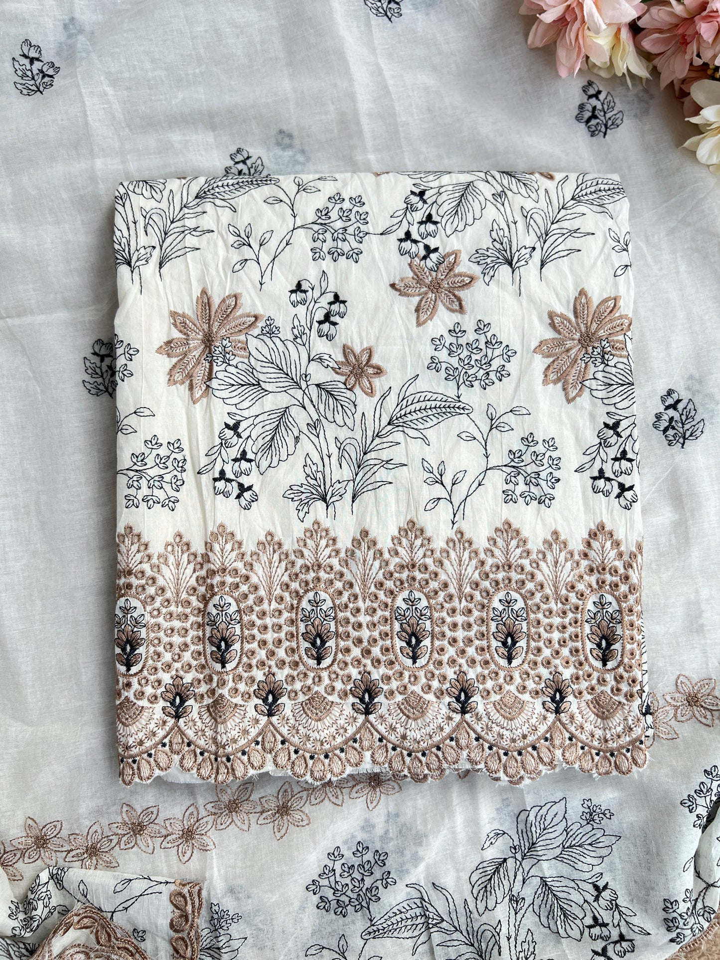 Ivory Bloom Chikankari Cotton Suit Set