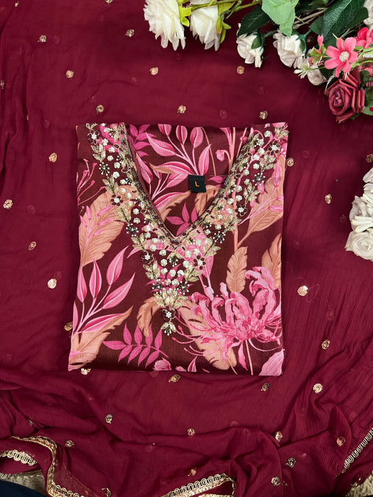 Chinnon Floral Magenta Ready to wear Salwar suit
