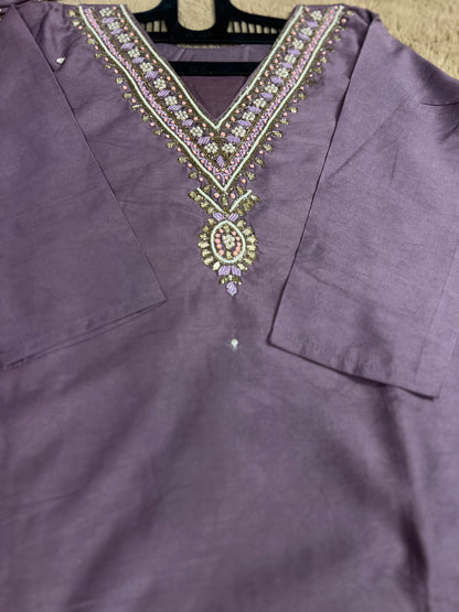 Stunning lavendar handwork ready to wear Suit