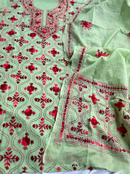Mint Ruby Hand-Embroidered Suit Set