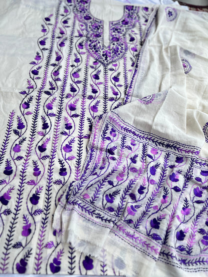 Amethyst Bloom Ivory Hand-Embroidered Suit Set