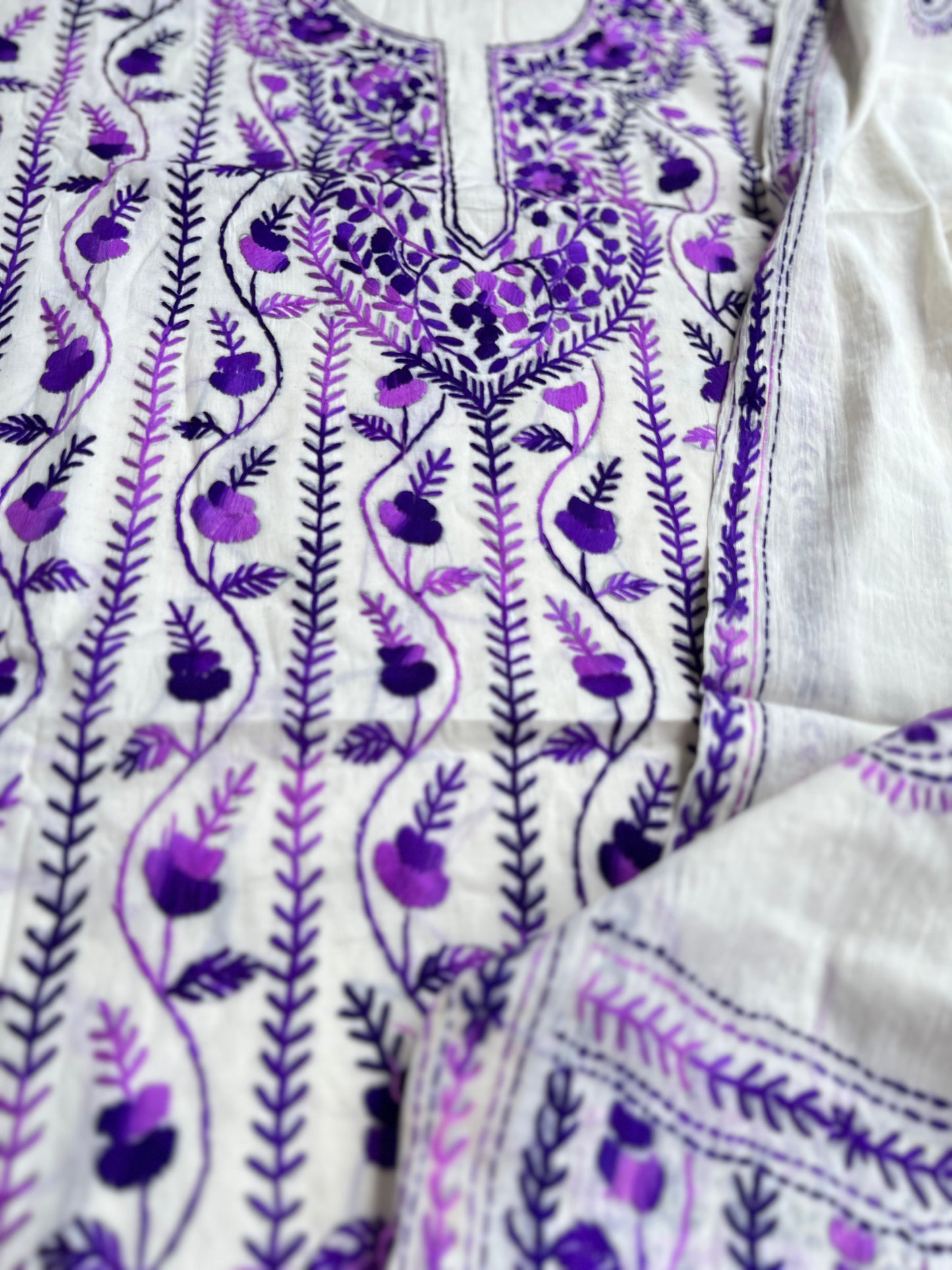 Amethyst Bloom Ivory Hand-Embroidered Suit Set