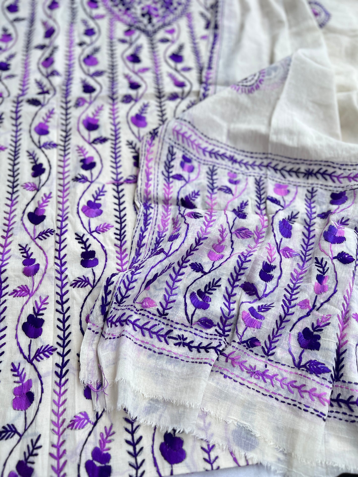 Amethyst Bloom Ivory Hand-Embroidered Suit Set