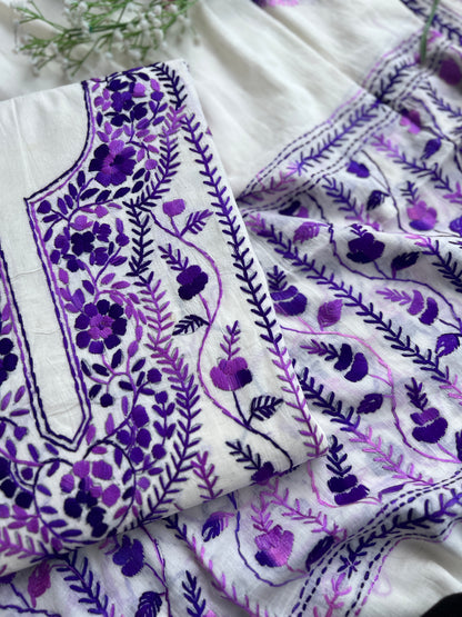 Amethyst Bloom Ivory Hand-Embroidered Suit Set