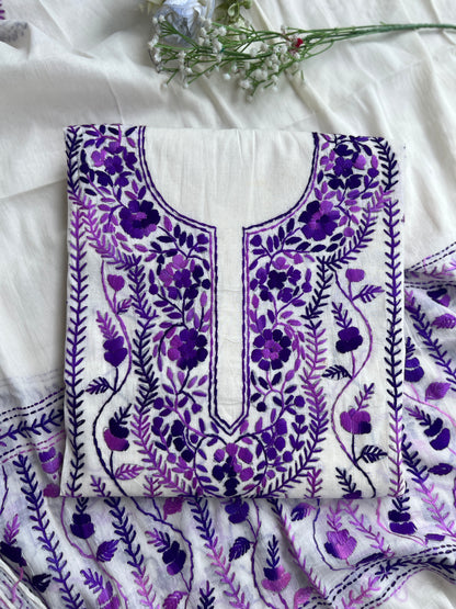 Amethyst Bloom Ivory Hand-Embroidered Suit Set