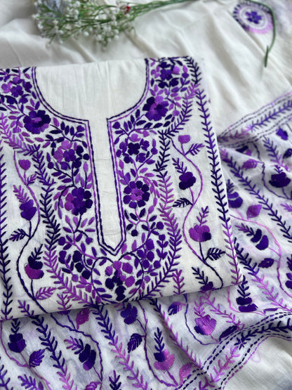 Amethyst Bloom Ivory Hand-Embroidered Suit Set