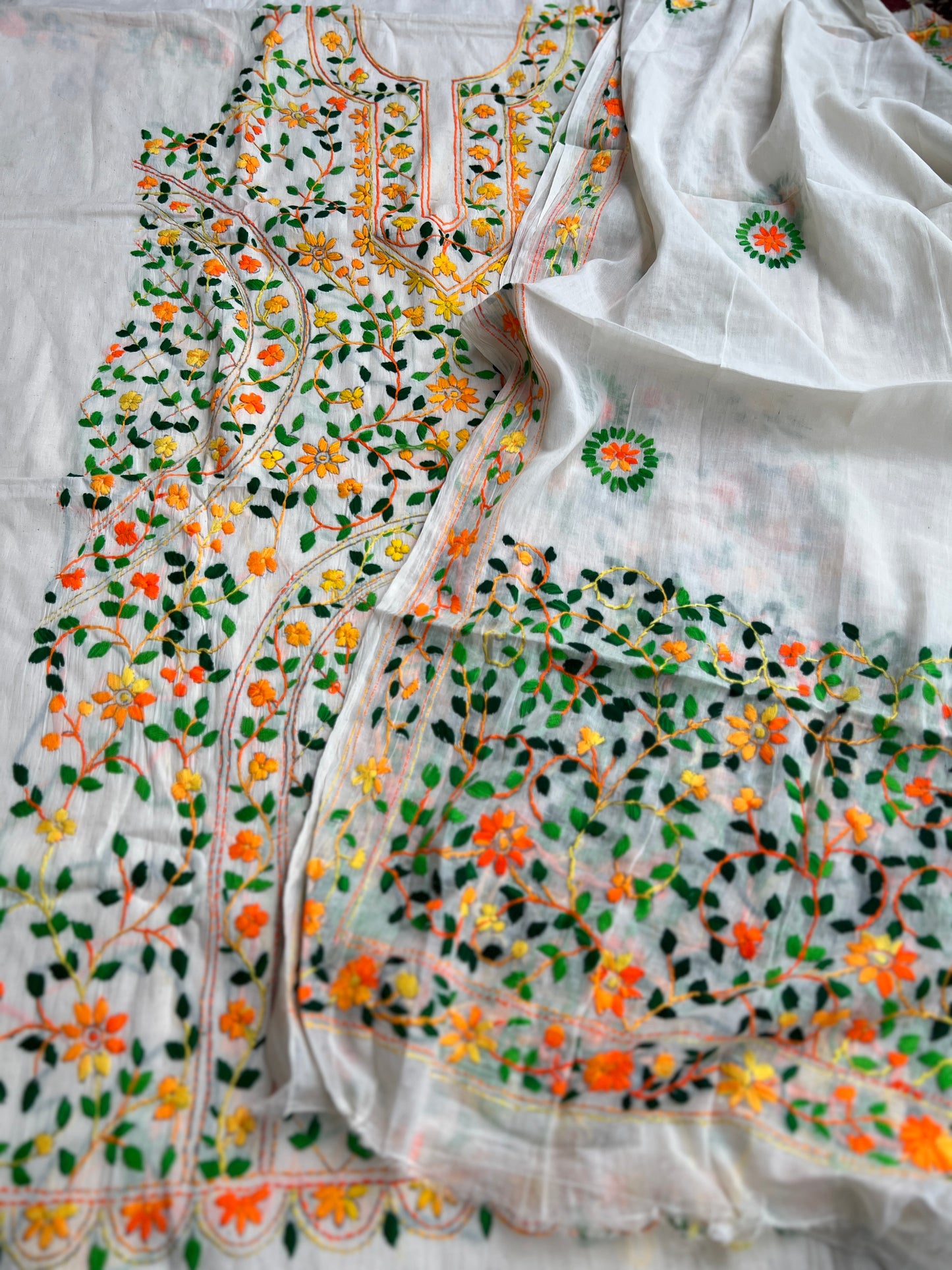 Marigold Ivory Hand-Embroidered Suit Set
