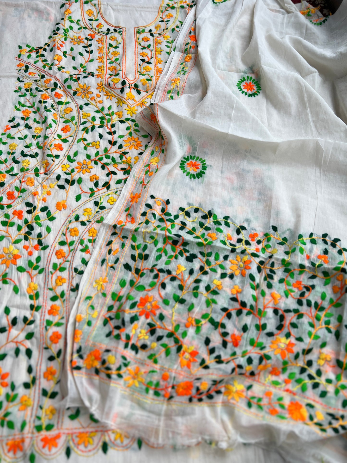 Marigold Ivory Hand-Embroidered Suit Set