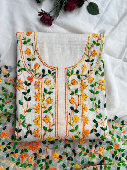 Marigold Ivory Hand-Embroidered Suit Set