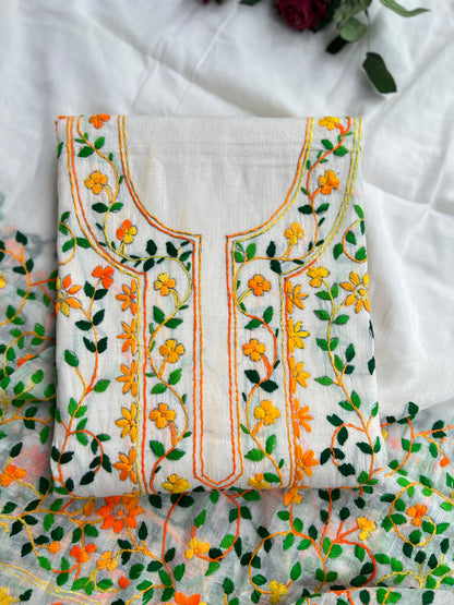 Marigold Ivory Hand-Embroidered Suit Set